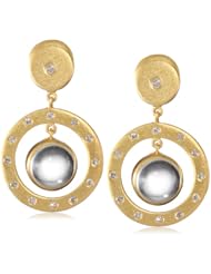 Lauren Harper Collection Mirage 18k Gold, Crystal Quartz Cabachon and Diamond Post Earrings