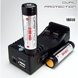 18650 Smart Li-ion Charger and Two 3100mAh PROTECTED Orbtronic (Panasonic NCR18650A cell inside) Lithium-Ion Rechargeable Batteries Kit (NEW Version)