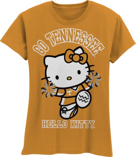NCAA Tennessee Volunteers Hello Kitty Pom Pom Girls Crew Tee Shirt (Tennessee Orange, 12)