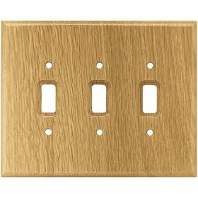 Liberty Hardware 126430 Wood Square Triple Switch Wall Plate, Medium Oak