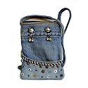 Vintage Chained Denim Cell Phone / IPOD Holder Purse with Shoulder Strap