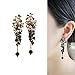 CIShop Elegant Flower Long Crystal Dangle Earrings Super Beautiful Hypoallergenic