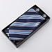 Blue Stripes Woven Poly Neckie Handkerchiefs Cufflinks Gift Box Set job WISE Necktie set WH1050