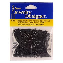 1/4 In. Glass Bugle Bead, Black Opaque