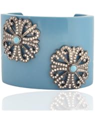 Turquoise Resin Cz Gemstone Sterling Silver Handmade Designs New Fashion Womens Bangle Jewelry