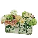 Multi color Garden Flowers in Glass Planter