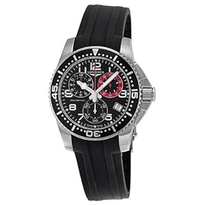 Longines Hydro Conquest Black Dial Stainless Steel Case Black Rubber Strap Mens Watch L36904532
