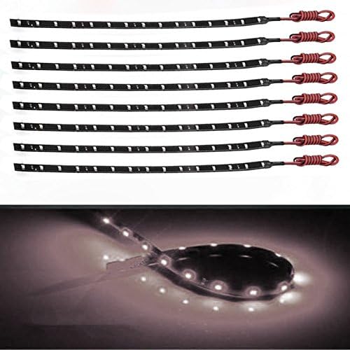 DIBMS 30cm 12V 15 SMD LED Flexible Waterproof Strip Lights 8 Pieces (White)