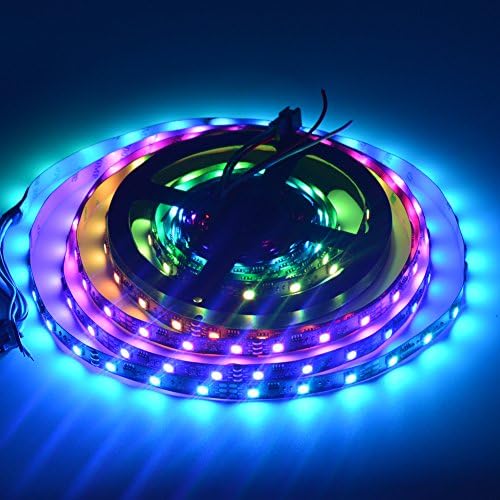 isharestrip 16.4ft 5m WS2811 2811 ic 48leds/m 16pixels/m 5050 SMD RGB Dream Magic Color Addressable Led Digital strip IP30 Non-waterproof Black PCB Pixel Light DC12V,1 ic control 3 leds