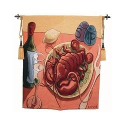 Lobster Fest Tapestry Wallhanging Comes With Wall Hanging Rod and Tassels