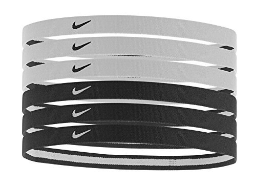 Nike Swoosh Sport Headbands (6 pk, OSFM, Black/White) Hairbands