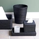 Shiraleah Black Rattan Tissue Box Cover