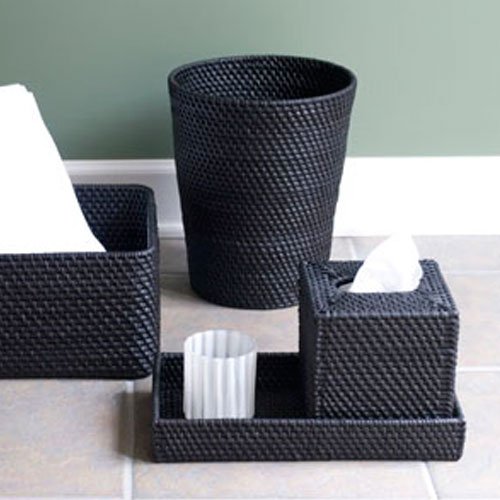 Shiraleah Black Rattan Tissue Box Cover