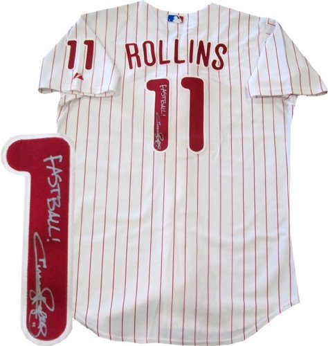 Jimmy Rollins ''Fastball'' Autographed/Hand Signed Philadelphia Phillies Authentic Jersey (James Spe