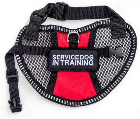 Service Dog In Training Vest Mesh Air-Tec Harness in Red with FREE Sewn On Patch (Mesh Air-Tec JR Harness, 17"-21" Girth)