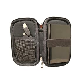 CaseCrown Double Memory Foam Thin Pouch Case (Checkered Style) For Toshiba 500 GB USB 2.0 Portable Hard Dive HDDR500E04XL (Liquid Blue)