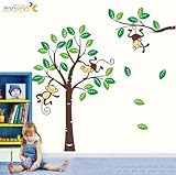 Cute Monkey Climbing on Beautiful Tree Monkey Wall Decal Nursery Wall Decal by Rainbow Fox [並行輸入品]