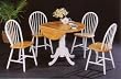 40" Round Natural & White Dining Table & 4 Chairs