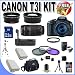 Canon EOS Rebel T3i 18 MP CMOS Digital SLR Camera and DIGIC 4 Imaging with EF-S 18-55mm f/3.5-5.6 IS Lens & Canon 55-250IS Lens + 58mm 2x Telephoto lens + 58mm Wide Angle Lens (4 Lens Kit!!!!!!) W/32GB SDHC Memory+ Battery Grip + 2 Extra Batteries + Charger + 3 Piece Filter Kit + UV Filter + Full Size Tripod + Case +Accessory Kit