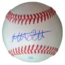 Mat Latos Autographed ROLB Baseball, Cincinnati Reds, San Diego Padres, Proof Photo