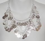 Silver Metal Necklace with Loops of Coins