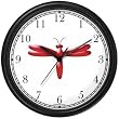 Red Dragonfly or Dragon Fly - JP Wall Clock by WatchBuddy Timepieces (Black Frame)