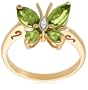 Yellow Gold Plated Sterling Silver Peridot and Diamond Accent Butterfly Ring