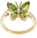 Yellow Gold Overlay Sterling Silver Peridot w/ Diamond Accent Butterfly Ring
