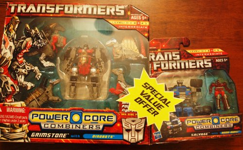 Transformers Power Core Combiners Grimstone with Dinobots and Salvage with Bomb Burst-image
