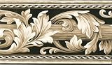 Ebony Leaf Scroll Wallpaper Border