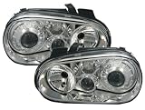 Scheinwerfer Set, passend f&uuml;r VW Golf 4 (alle), mit integrierten Nebelscheinwerfern. Ausf&uuml;hrung: R32-Optik, Klarglas Chrom.
