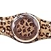 Oversized Women's Leopard-Print Leatheroid Strap Wrist Watch Dark Brown
