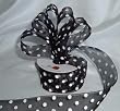 Organza Polka Dot Ribbon - 1 1/2"- Black/White Dots - 25 Yards (75 Ft)