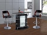 51uNf3VuyUL. SL160  Modern Furniture Black Bar Table with Two Mahogany Colored and Brown Leather Bar Stools