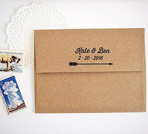 Custom Wedding Save the Date Stamp with Arrow Design, Personalized Names and Date