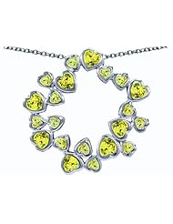 Original Star K (tm) Large Circle Of Love Pendant With 20 Simulated Peridot Hearts in .925 Sterling Silver