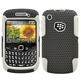 Gray White 2 in 1 Hybrid Rubber Plastic Skin Case Cover for Blackberry Curv ....