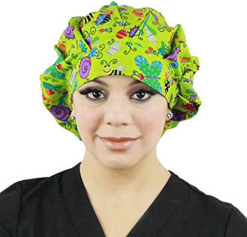 Anno Womens Banded Surgical Scrub Bouffant Hat Cap Insect Print