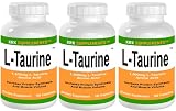 3 BOTTLES L-Taurine 540 total Capsules Amino Acids Increase Muscle Mass 1500mg serving KRK SUPPLEMENTS