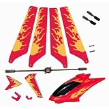 Red Syma S107 S107G Replacement Parts Main Rotor Blades Tail Decoration Balance Bar Tail Blades Connect Buckle Head Cover Canopy Package Kit Helizone RC Fire