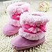 Baby Infant Bowknot Boots Soft Crib Shoes Toddler Warm Fleece Prewalker, Pink, 0-6M