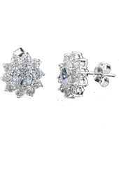 Cubic-zirconia Rhodium Finish Sterling Silver Earrings