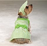 East Side Collection Green Gingham Dog Dress w/Matching Dog Hat, Collar & Lead - X-Small (XS)