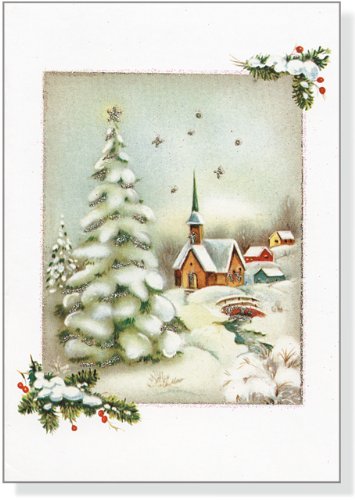 Vintage Winter Church Small Boxed Holiday Cards (Christmas Cards, Holiday Cards, Greeting Cards)