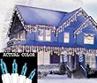Set of 100 Teal Blue Everglow Icicle Christmas Lights - White Wire