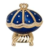 Majestic Egg Shaped Musical Trinket Box in Blue Czech Preciosa Crystals