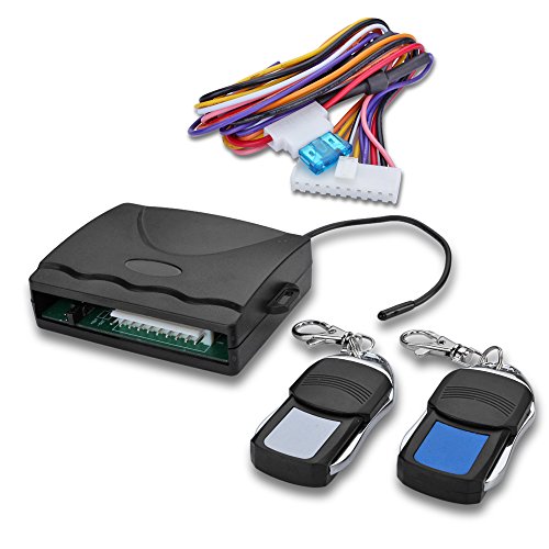Flexzion Universal Car Keyless Entry System Electric Door Lock Locking Alarm Remote Central Kit with 2 Remote Controllers and Wire for Vehicle Vans SUV Truck