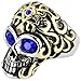 Men's Vintage Stainless Steel Gothic Cz Classic Skull Biker Ring , Gold Silver Blue