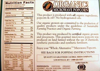 Certified Organic Gourmet Microwave Popcorn - 1 Box - 3 Packs Per Box - Pop Corn / Popping Korn