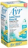 Ayr Saline Nasal Rinse Kit Soothing Sinus Wash,  50-Count Saline Nasal Rinse Mixture Packets Plus Applicator Bottle (Pack of 2)